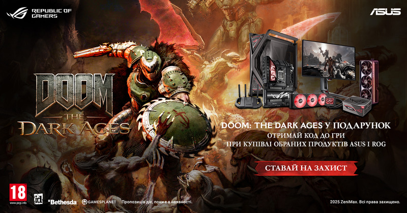 Купуй ASUS або ROG і отримай DOOM: THE DARK AGES!